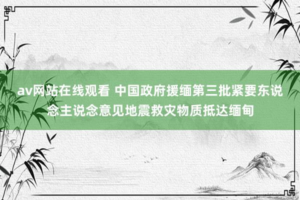 av网站在线观看 中国政府援缅第三批紧要东说念主说念意见地震救灾物质抵达缅甸
